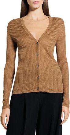 Theory Rib Cardigan in Mid Khaki at Nordstrom, Size Medium