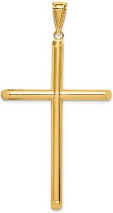 Diamond2Deal 14k Yellow Gold Polished Tube Cross Pendant