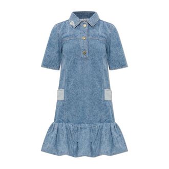 Ganni Short Dresses, female, Blue, Size: XS Denim Dress with a Vintage Effect