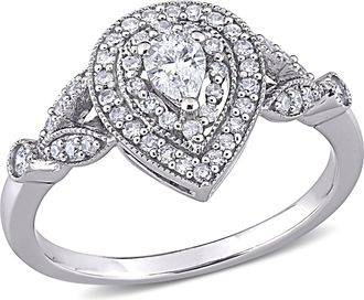 Mimi & Max 1/2ct TW Diamond Pear Shape Engagement Ring 10k White Gold