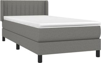 vidaXL Cama Box Spring Con Colch&oacute;n Tela Gris Oscuro 90x190 Cm Vidaxl