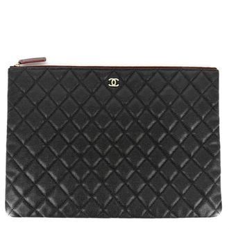 Chanel Black Grained Calfskin Clutch Bag (Pre-Owned)