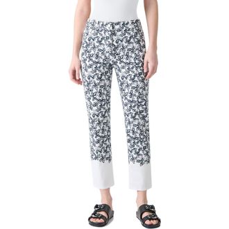 Akris Maru Daisy Tapered Leg Ankle Jeans in Cream-Black at Nordstrom, Size 2