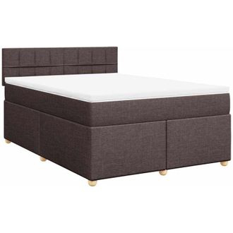 vidaXL Vidaxl - Cama Box Spring Con Colch&oacute;n Tela Marr&oacute;n Oscuro 140x190 Cm