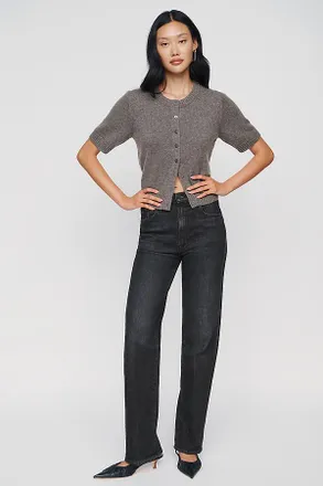 Mother The Rambler Zip Sneak High-Rise Straight Jeans