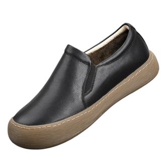 Generic Mens Casual Leather Loafers Slip On Moccasins,Anti-Slip Light Warm Flats Walking Driving Sneakers Oxfords (Black,7.5)