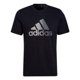 adidas Mens adidas Large Logo Round Neck Short Sleeve Japanese Version Black T-Shirt HF7212