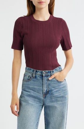 Rag & Bone Camryn Short Sleeve Rib Sweater in Plum at Nordstrom Rack, Size X-Large