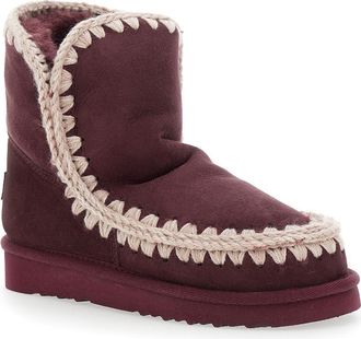 Mou Womens Bordeaux Ankle Boots With Crochet Details Suede