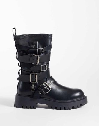 Azalea Wang Azalea Wang - Spridy - Stivaletti biker alla caviglia neri con fibbie-Nero