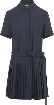 Loewe Pliss&eacute; Jurk van Katoenmix - Dames - Shirt Kleedjes - Blauw - 2XS - Katoen - Kleedjes