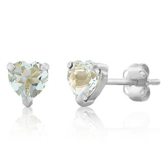 MAX + STONE 14K White or Yellow Gold 3 Prong Heart Shape Gemstone Stud Earrings