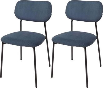 Hhg Lote De 2 Sillas De Comedor Hhg 064, Silla De Cocina Silla Tapizada, Cuerda (330g/m&sup2;) Tela/textil Metal, Azul