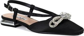 Lady Couture Rhinestone Bow Flat Slingback Sandal in Black at Nordstrom, Size 13