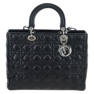 Dior Lady Dior Lambskin Black Leather Handbag (Pre-Owned)