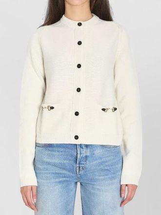 Gucci cashmere wool cardigan crew neck morsetto