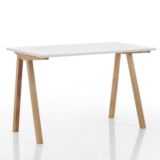 Oresteluchetta Escritorio mdf blanco patas madera roble 76x120x60 cm