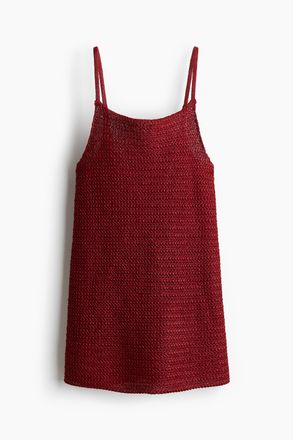 H&M Strandkleid aus strukturiertem Strick - Dunkelrot