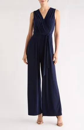Vince Camuto Faux Wrap Wide Leg Jumpsuit in Navy at Nordstrom Rack, Size X-Small