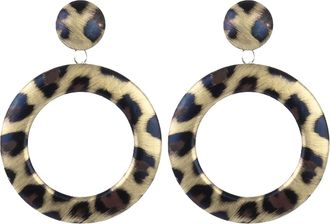 Generic Pu Leather Earrings Trend Exaggerated Large Round Leopard Print Small Earring (E, One Size)