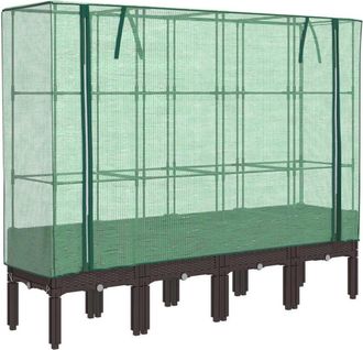 vidaXL Arriate Con Cubierta Invernadero Aspecto Rat&aacute;n 160x40x140 Cm Vidaxl