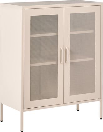 Beliani Aparador De Oficina Moderno De Acero Estilo Industrial 2 Puertas Y 3 Estantes Beige Wakatipu
