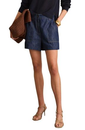 Reiss Ashby Linen Shorts in Indigo at Nordstrom, Size 12 Us