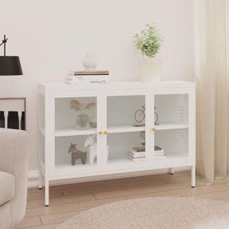 vidaXL Credenza Bianca 105x35x70 cm in Acciaio e Vetro vidaXL
