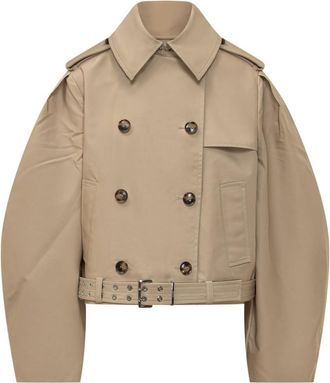 Ganni Beige Solid Shirt Collar Jacket