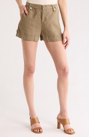 L'agence Leo Safari Linen Shorts in Covert Green at Nordstrom Rack, Size 25