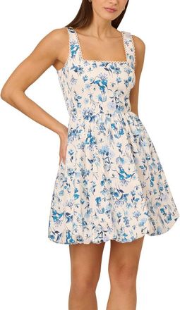 Adrianna Papell Sleeveless Square Neck Balloon Skirt Printed Dress