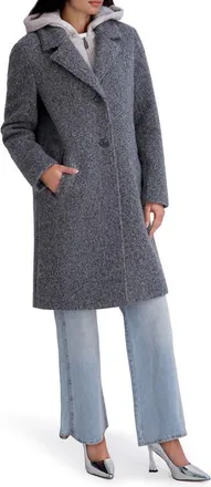 Kenneth Cole Textured Coat with Hoodie Bib in Light Grey at Nordstrom, Size X-Small