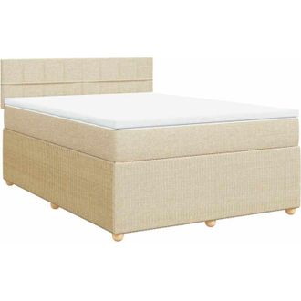 vidaXL Cama Box Spring Con Colch&oacute;n Tela Color Crema 140x190 Cm Vidaxl