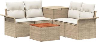 vidaXL Juego De Sof&aacute; 6 Uds. 4-n&uacute;mero De Plazas Beige Y Blanco Crema Vidaxl