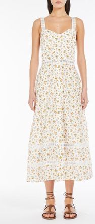 Max Mara Floral Lace Detail Silk Dress in White at Nordstrom, Size 8