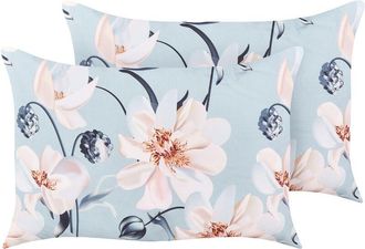 Beliani Beliani - Conjunto De 2 Cojines De Jard&iacute;n Almohada De Exterior 40 X 60 Cm Poli&eacute;ster Estampado Floral Multicolor Apricale