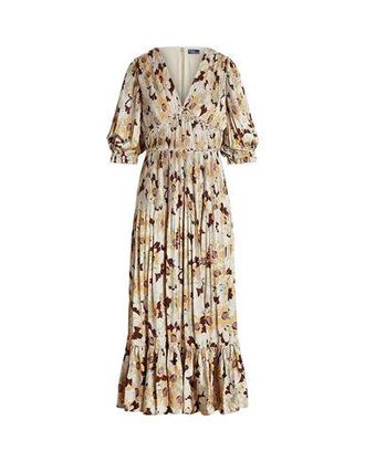 Ralph Lauren FLORAL PLEATED SATIN DRESS