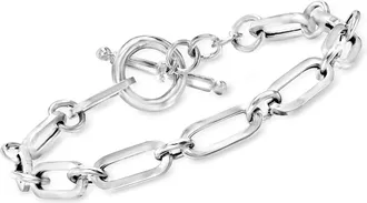 Ross-Simons Italian Sterling Silver Paper Clip Link Toggle Bracelet