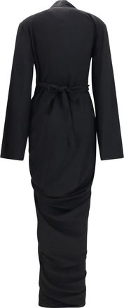 Rick Owens Womens Wrap Draped Long Dress Black Viscose; Acetate