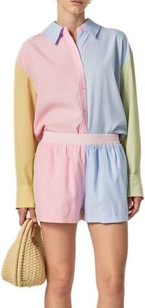 English Factory Colorblock Stripe Oversize Button-Up Shirt in Multi at Nordstrom, Size X-Small