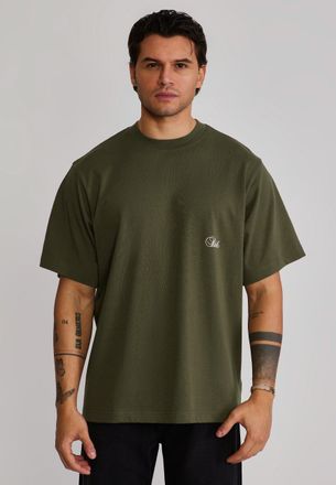 Siksilk Mens Khaki Green Oversized T-Shirt XXL