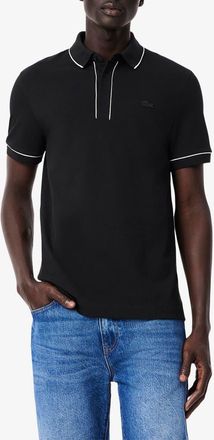 Lacoste Regular Fit Tipped Piqu&eacute; Polo in 031 Black at Nordstrom, Size 4