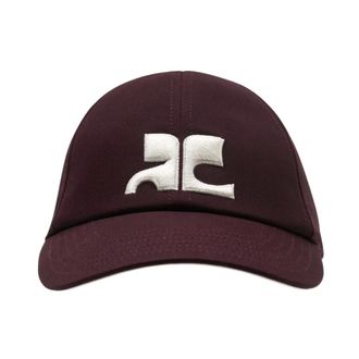 Courr&egrave;ges AC Logo Cotton Cap - female - Courr&egrave;ges - Hats & Caps - Red - ONE SIZE - Accessories