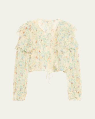 Ulla Johnson Delfina Long-Sleeve Silk Chiffon Blouse