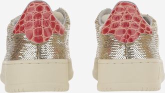 Autry Womens Dallas Low Sparkling Sneakers Gold Polyester; Nylon; Leather Trainers