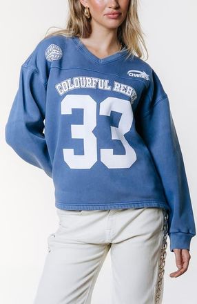 Colourful rebel CR 33 Washed Baseball Sweat in Blue at Nordstrom, Size Medium Eu