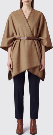 Max Mara Mantella in pura lana vergine con cintura e orlo asimmetrico