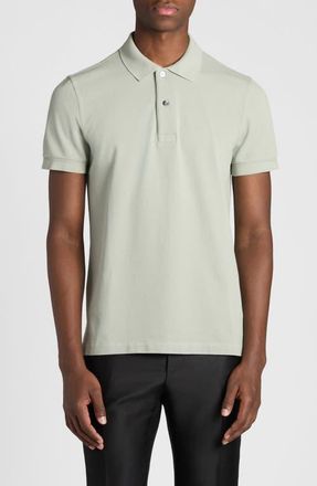 Tom Ford Short Sleeve Cotton Piqué Polo in Menthol at Nordstrom, Size 42 Us