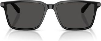 Brooks Brothers 57mm Rectangular Sunglasses in Black /Dark Grey Solid at Nordstrom