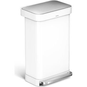Simplehuman 45L rectangular step can with liner pocket in White at Nordstrom